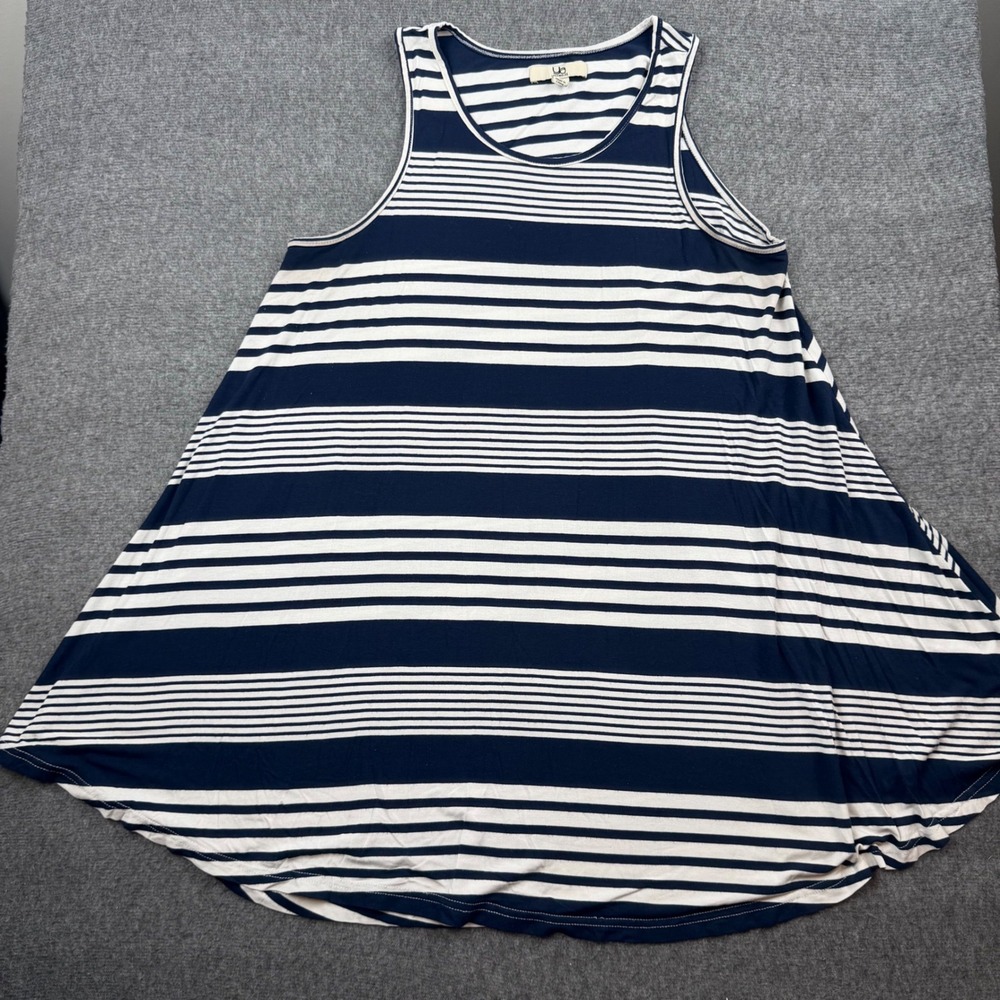 YA Los Angeles Tank Top Womens Large Navy White Striped Swing Sleeveless YL18585